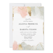Casamento Geométrico Dourado com Aquarela Blush & 