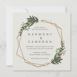 Convites Casamento Geométrico Dourado do Modern Greenery Bo