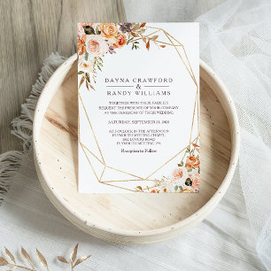 Convites Casamento Geométrico Dourado do outono