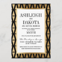 Casamento | Geométrico Dourado e Preto Moderno