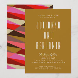 Convites Casamento Geométrico Dourado Elegante Moderno