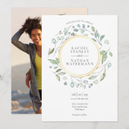 Convites Casamento Geométrico Dourado Greenery Garland