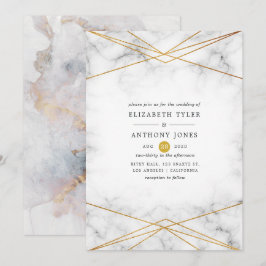 Convites Casamento Geométrico Dourado Marble