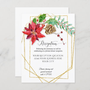 Convites Casamento Geométrico Dourado Vermelho de Natal Mod