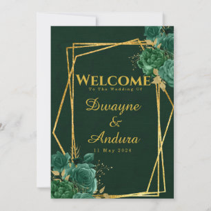 Convites Casamento Geométrico e Verde-Dourado