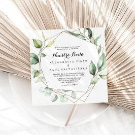 Convites Casamento Geométrico Elegante Dourado Nuestra Verd