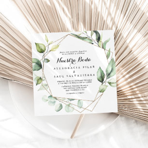 Convites Casamento Geométrico Elegante Dourado Nuestra Verd
