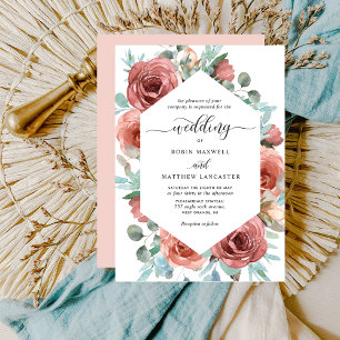 Convites Casamento Geométrico Elegante Floral Elegante