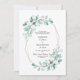 Convites Casamento Geométrico Elegante Geométrico Verde-Aqu