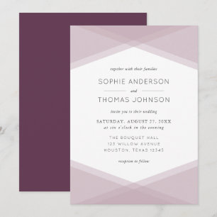 Convites Casamento Geométrico em Camadas Mauve e Púrpura 