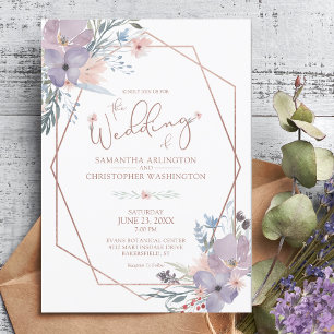 Convites Casamento Geométrico em Púrpura, Floral