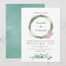 Convites Casamento Geométrico Eucalyptus Rosa