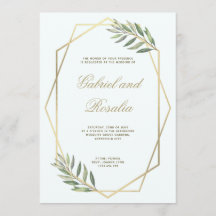 Casamento Geométrico Floral Branco e Dourado