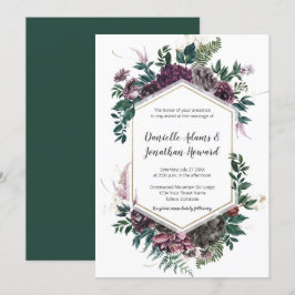 Convites Casamento Geométrico Floral da Cinza Rústica Borgo