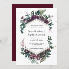 Convites Casamento Geométrico Floral da Cinza Rústica Borgo