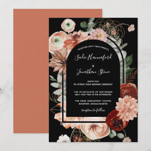 Convites Casamento Geométrico Floral De Terracotta Cor-De-R
