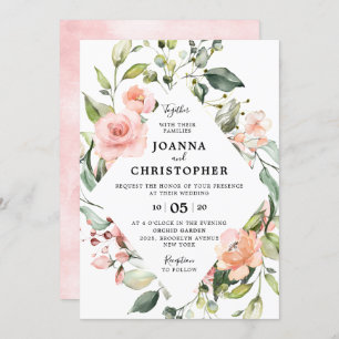 Convites Casamento Geométrico Floral do Rosa de Blush Paste