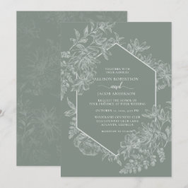 Convites Casamento Geométrico Floral Geométrico do Elegante