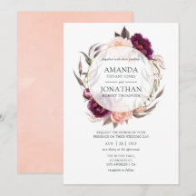 Casamento Geométrico Floral Rosa e Ameixa Borgonha