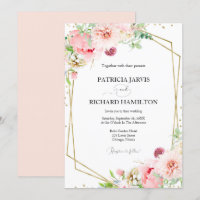 Casamento Geométrico Floral Rosa Elegante Moderno