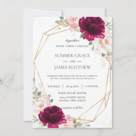 Convites Casamento Geométrico Floral Rosa Rosa Rosa Rosa Ro
