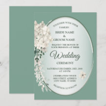 Casamento Geométrico Floral Verde Jasmine Branco