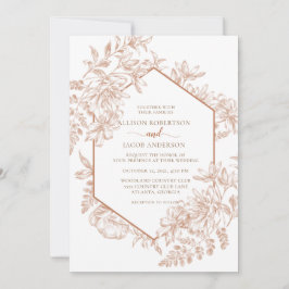 Convites Casamento Geométrico Floral White e Terra Cotta