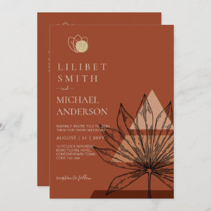 Convites Casamento Geométrico Japandi Abstrato Escandinavo