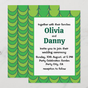 Convites Casamento Geométrico Metade Círculo Verde Geométri