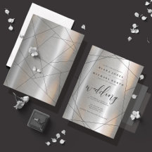 Casamento Geométrico Metálico ID648 Prata/Preto
