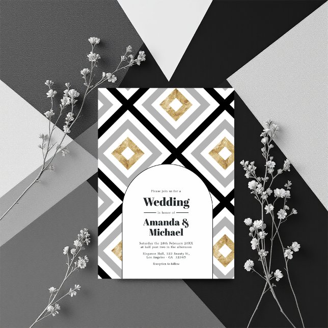Convites Casamento Geométrico Moderno (Modern Geometric Wedding Invitation)