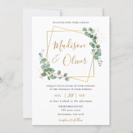 Convites Casamento Geométrico Moderno Eucalyptus Greenery D