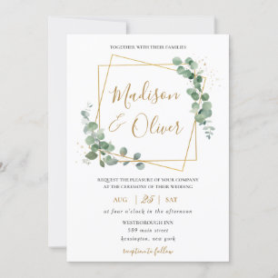 Convites Casamento Geométrico Moderno Eucalyptus Greenery D