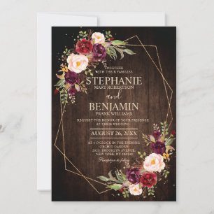 Convites Casamento Geométrico Moderno Floral de Blush