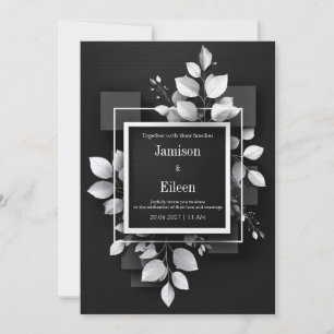 Convites Casamento Geométrico Monocromático Preto Branco Fo