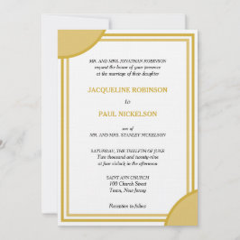 Convites Casamento Geométrico Monograma Dourado Branco