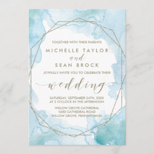 Convites Casamento Geométrico por Aquarela