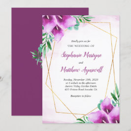 Convites Casamento Geométrico Purple Calla Lily Watercolor