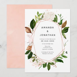 Convites Casamento Geométrico Rosa e Cor-de-rosa Esmagado