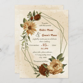 Convites casamento geométrico russo de terracotta floral