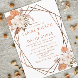 Convites Casamento Geométrico Rustic Terracotta Boho Pampas