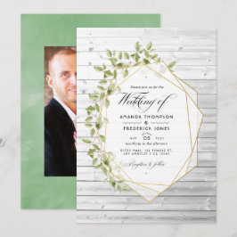 Convites Casamento Geométrico Rustic Watercolor