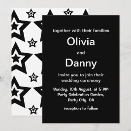 Convites Casamento Geométrico Star Black White