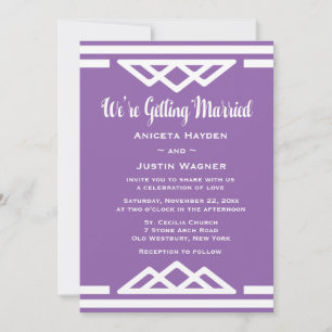 Convites Casamento Geométrico Triângulo Tribal Moderno Roxo