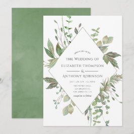 Convites Casamento Geométrico Verde