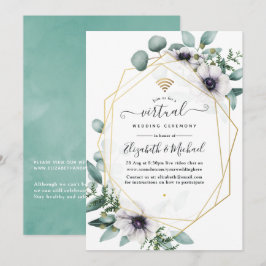 Convites Casamento Geométrico Virtual Eucalyptus Anemone