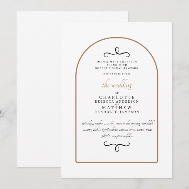 Convites Casamento GeométricoWhite dos Dois Pais Modernos (Frente/Verso)