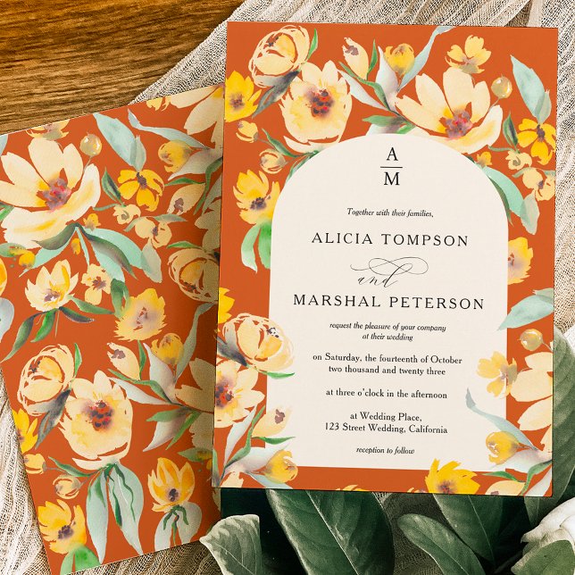Convites Casamento gico de girassol amarelo russo (Criador carregado)