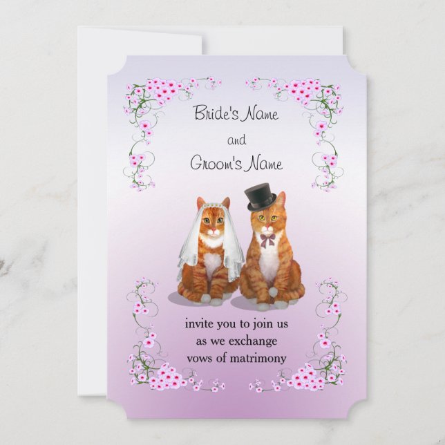 Convites Casamento Ginger Tabby Cat (Frente)
