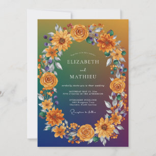 Convites Casamento Girassol Âmbar Eucalipto Índigo